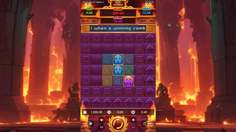 Treasures of Hades 2 — ekrani kryesor i lojës së slotit me rrotulla 3×3 dhe 20 betways nga Rectangle Games