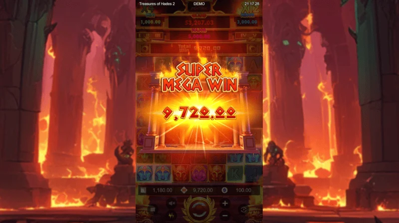 Treasures of Hades 2 — fitore super mega në raundin e Free Spins me shumëzues kumulativ